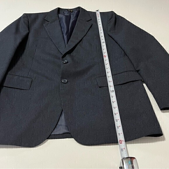 Gino Cappeli Navy Blue Pinstripe Blazer Vest Clip on Tie Set Size 42L‎ - Picture 4 of 16